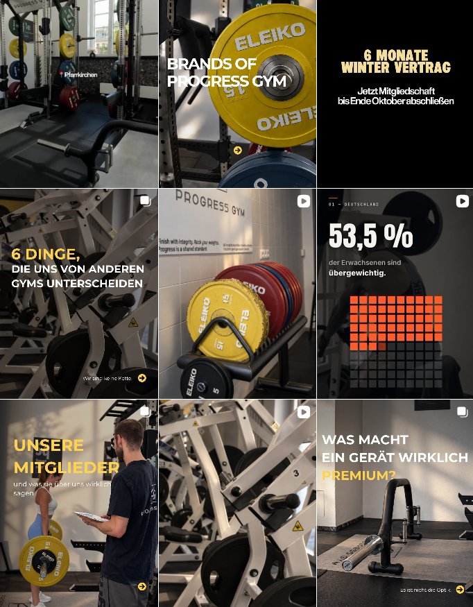 Ausschnitt aus dem Instagram-Feed von Progress Gym