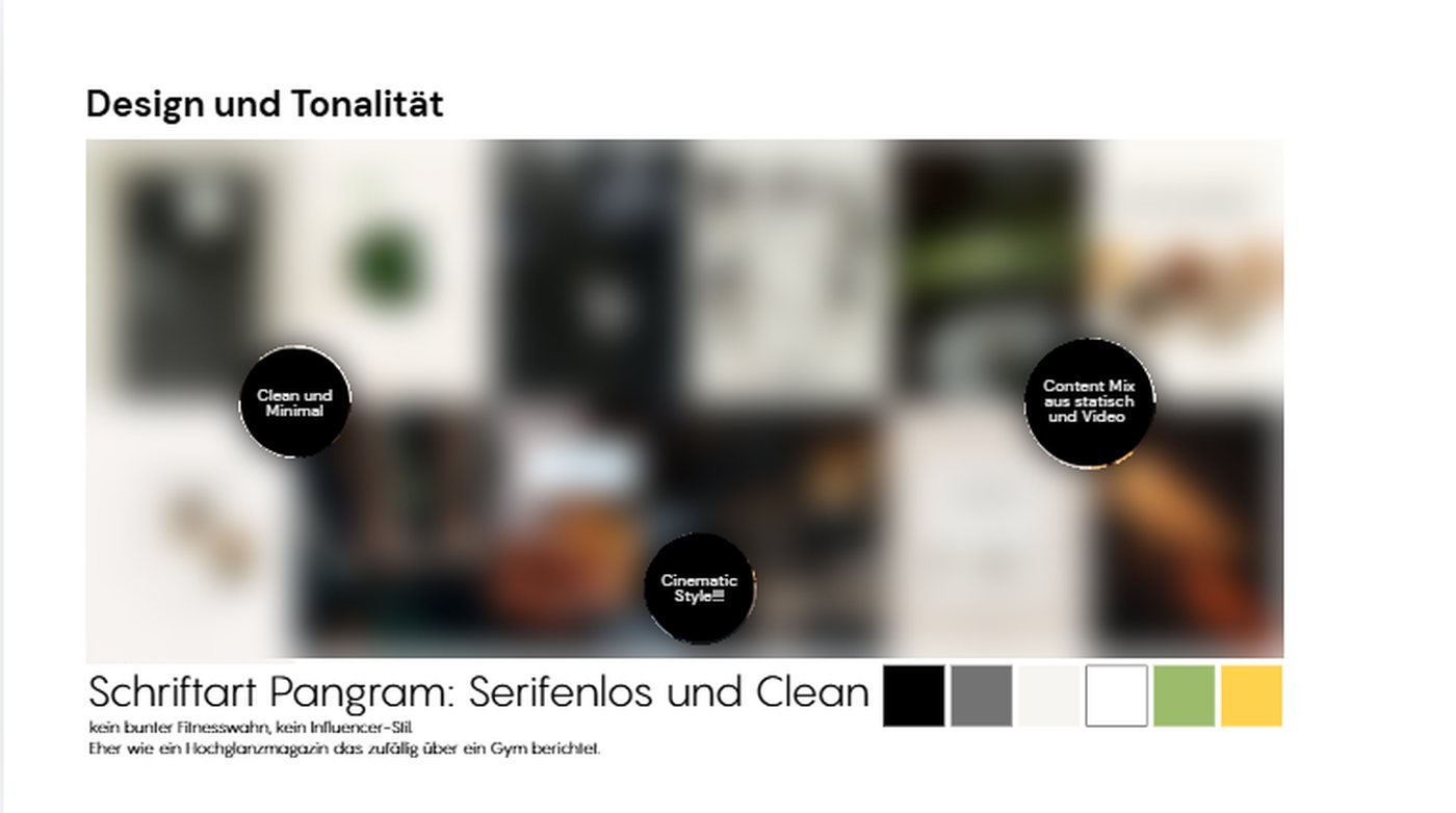 Strategie-Board, Seite Design & Tonalität